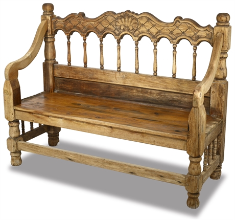 Rustic Carved Bench