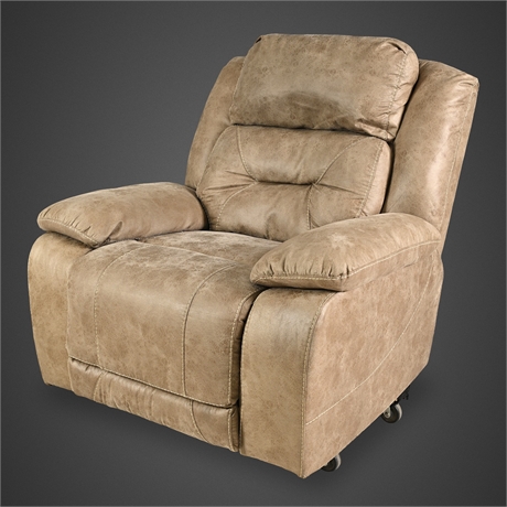 Peak Living Pillow-Top Rocker Recliner in Distressed Tan Faux Leather