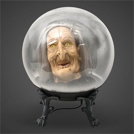 2005 Gemmy Witch Head Crystal Ball Spirit Ball with Adapter