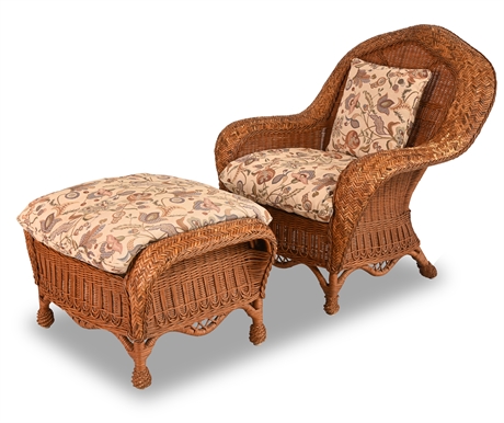 Palecek Wicker Chair & Ottoman