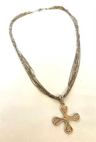 Liquid Sterling Silver Necklace with Celtic Cross Pendant
