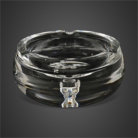 Polish Full-Lead Crystal Cigar Ashtray with Suspended Bubble Base
