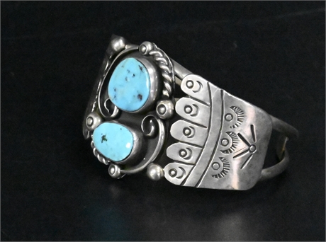 Navajo Sterling Silver & Turquoise Cuff