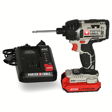 Porter Cable 20V Lithium Impact Driver PCC640 With Battery & Rapid Charger