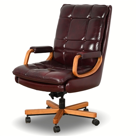 Vintage La-Z-Boy Leather Executive Swivel Office Chair