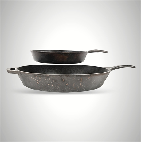 Lodge Cast Iron Duo: 9TB Grill Pan & 14SK 15" Skillet, USA-Made