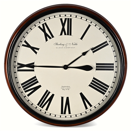 28" Sterling & Noble No. 9 Wall Clock — Quartz, Roman Numerals