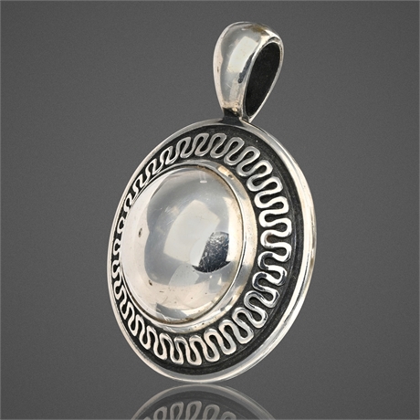 James Avery Sterling Silver Domed Pendant – Scroll Border, Retired, 18g