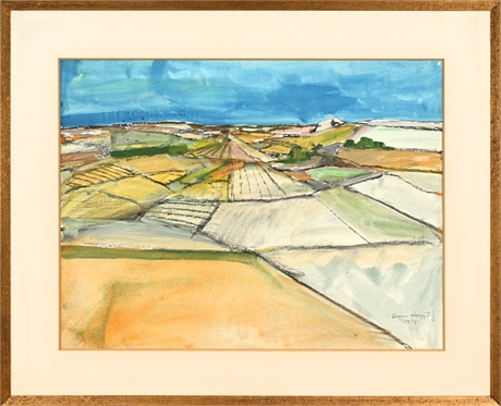 Dennis Haggerty Taos New Mexico Landscape Watercolor 1978, Signed