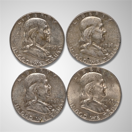 (4) 1963 Franklin Silver Half Dollars