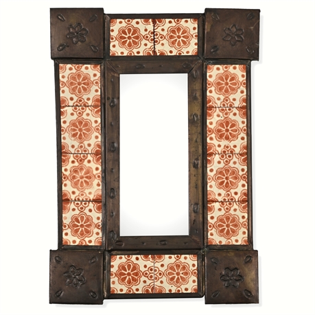 12.25" Folk Art Mexican Talavera & Pressed Steel Frame