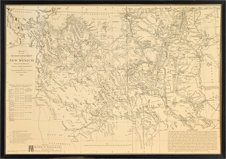 1864 Military Map of New Mexico – Horn & Wallace Framed Reproduction