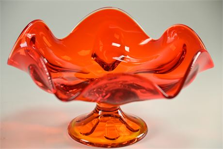 Vintage Viking Glass Amberina Pedestal Bowl
