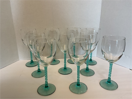 Luminarc Water Goblets Angelique Aqua W/Twisted Stems