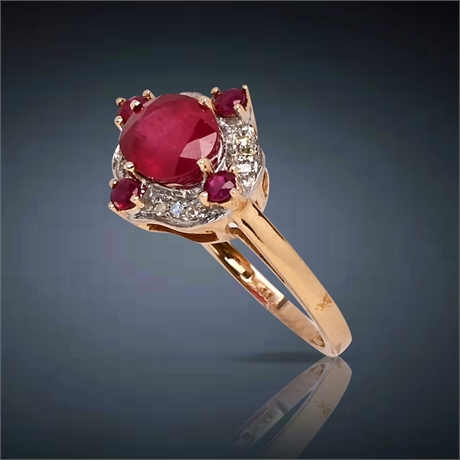 10k Diamond & Ruby Ring- Size 7