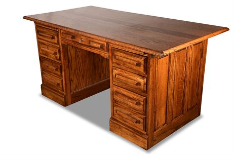 Classic Oak Double Pedestal Desk