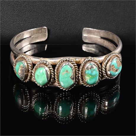 Vintage Navajo Turquoise and Sterling Cuff Bracelet