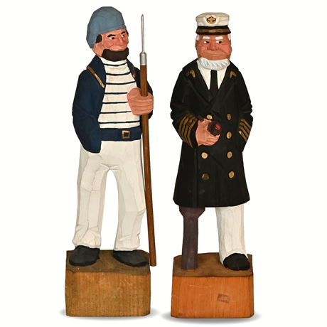 Folk Art Carved Captain & Sailor