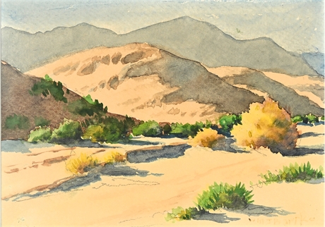 William J. Bartko Desert Watercolor Landscape, Signed