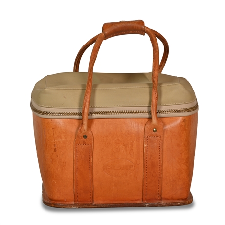 Vintage Crump Leather & Vinyl Train Case Or Dopp Bag