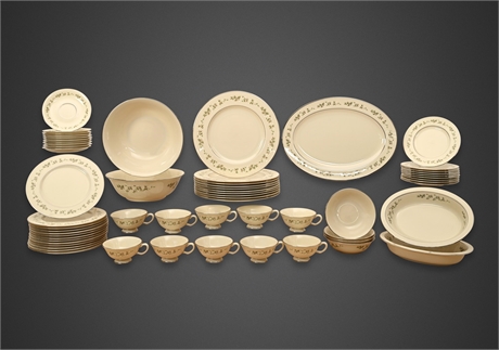 Lenox Brookdale Ivory China Service, Platinum Trim — 61-Piece Service for 10