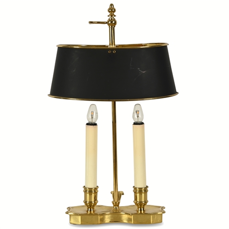 Classic Brass Bouillotte Lamp with Black Tole Shade