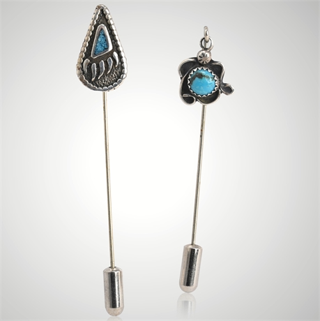 Pair Vintage Turquoise Stick Pins