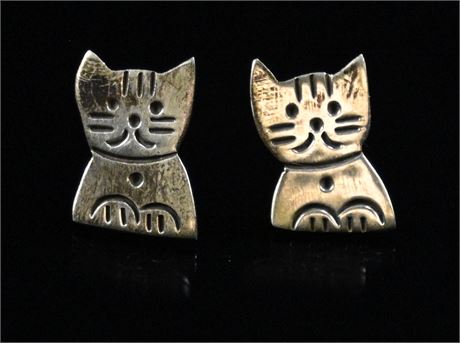 Sterling Silver Kitty Cat Earrings with Box