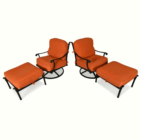 Hanamint Grand Tuscany Outdoor Swivel Rocker Chairs & Ottomans – Cast Aluminum
