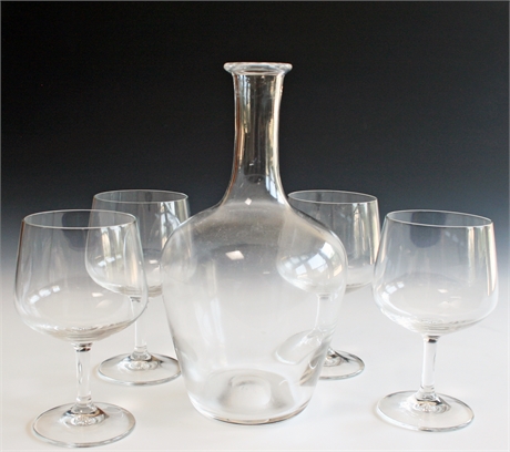Czech Glass Decanter and Wine Glasses