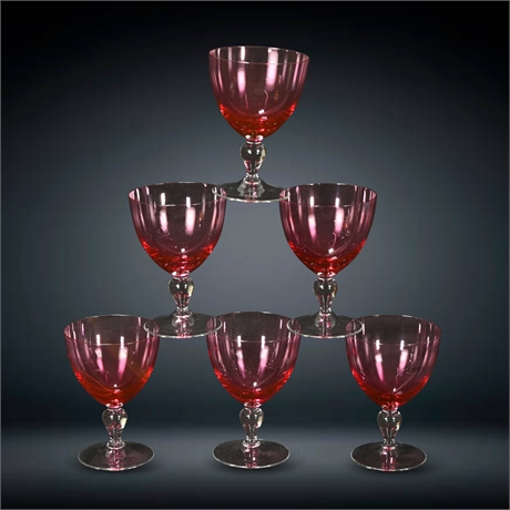 Vintage Cranberry Pink Wine Goblets