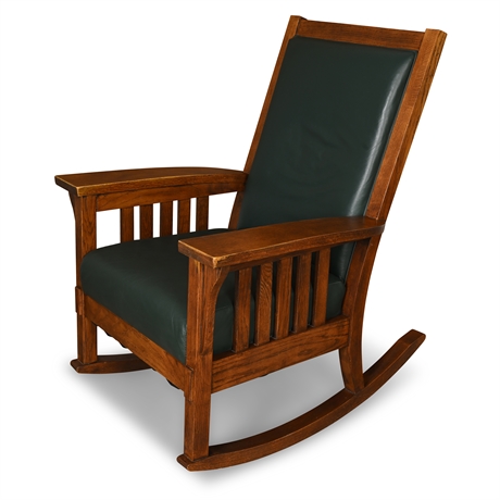 Flexsteel “Las Cruces” Rocking Chair – Solid Oak & Leather, Local Provenance