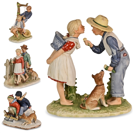 Norman Rockwell 'Four Seasons' Porcelain Figures by Gorham
