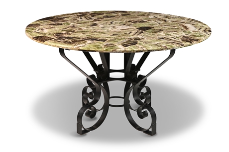 Vintage Onyx Table with Wrought Iron Base
