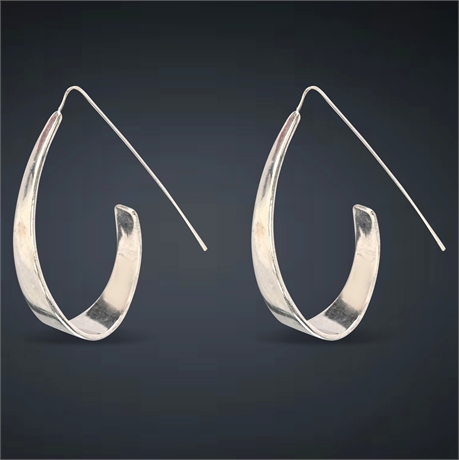 Bohemian Spiral Hoop Earrings in Silver