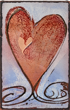 Houston Llew Spiritile No. 131 “Turner Heart” – Enamel on Copper Wall Tile 2013