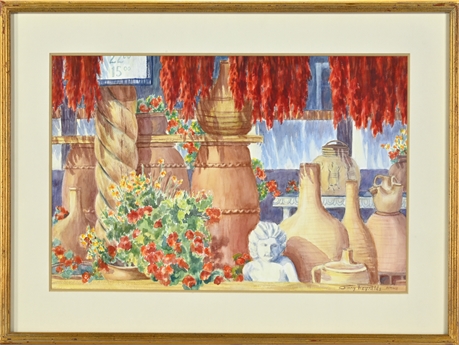 Ginny Reynolds 'Mercado Santa Fe' Original Watercolor