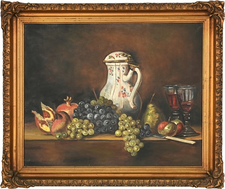 Rachel Arnold Signed Still Life Oil Painting – Gilt Carved Frame