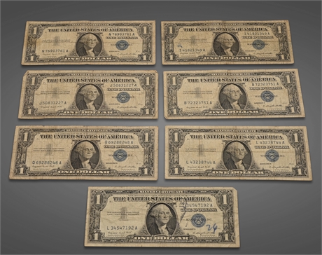 (7) 1957 One Dollar Silver Certificates