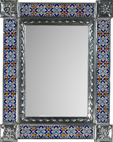 Pressed Tin & Talavera Tile Mirror