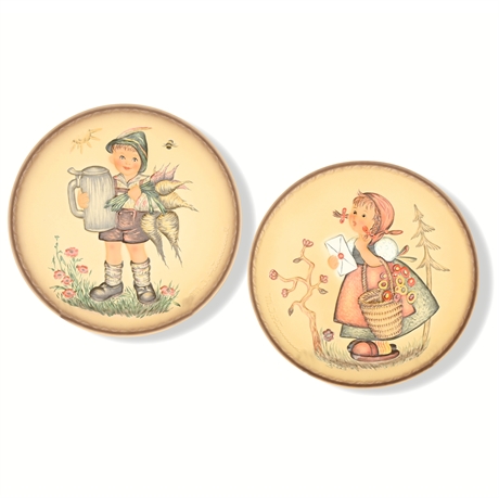 MJ Hummel "Friends Forever" Plate Pair: "Meditation" and "For Father"