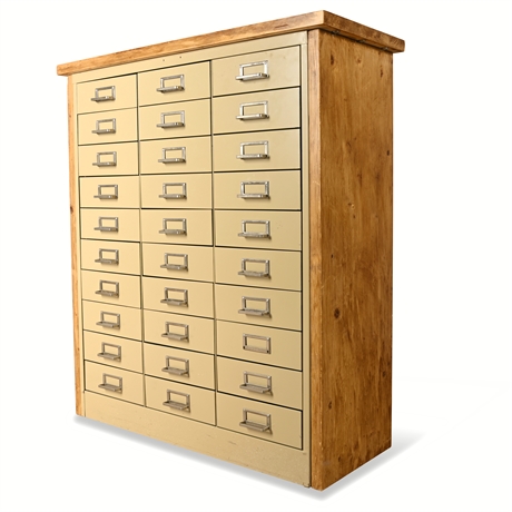 Tennsco 30-Drawer Metal Filing Cabinet – Custom Wood Housing