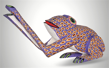 Francisco Sosa Frog Alebrije – Hand-Carved Oaxacan Folk Art