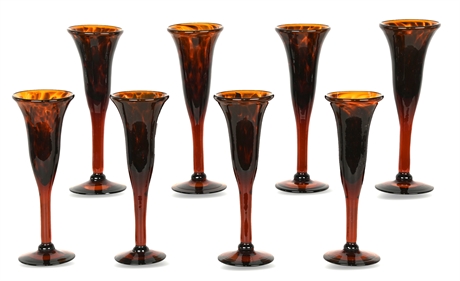Set of Blown Glass Champagne Flutes