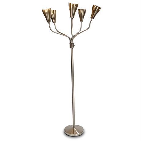 Contemporary Brushed Steel 5 Arm Lamp