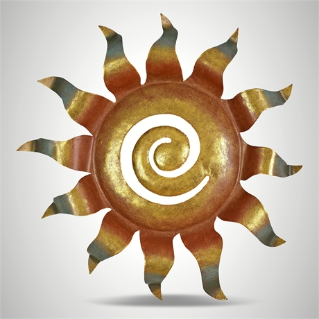 Steel Sun Wall Sculpture with Spiral Center
