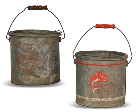 Pair Vintage Bait Buckets