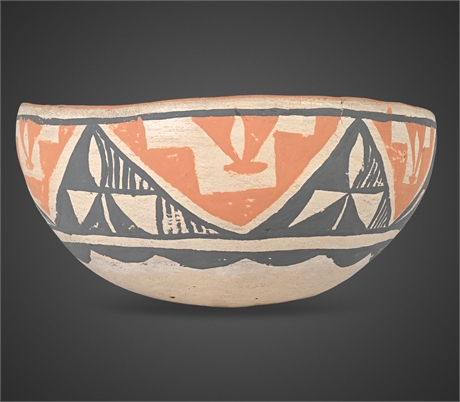 Isleta Pueblo Pottery Bowl – Hand-Coiled & Painted, Signed