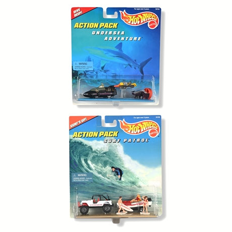 Hot Wheels Action Pack “Surf Patrol” & “Undersea Adventure” 1996 — New/Sealed