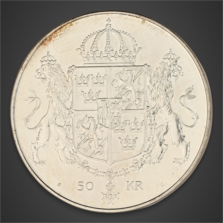 1976 Sweden 50 Kronor – Silver Royal Wedding Commemorative
